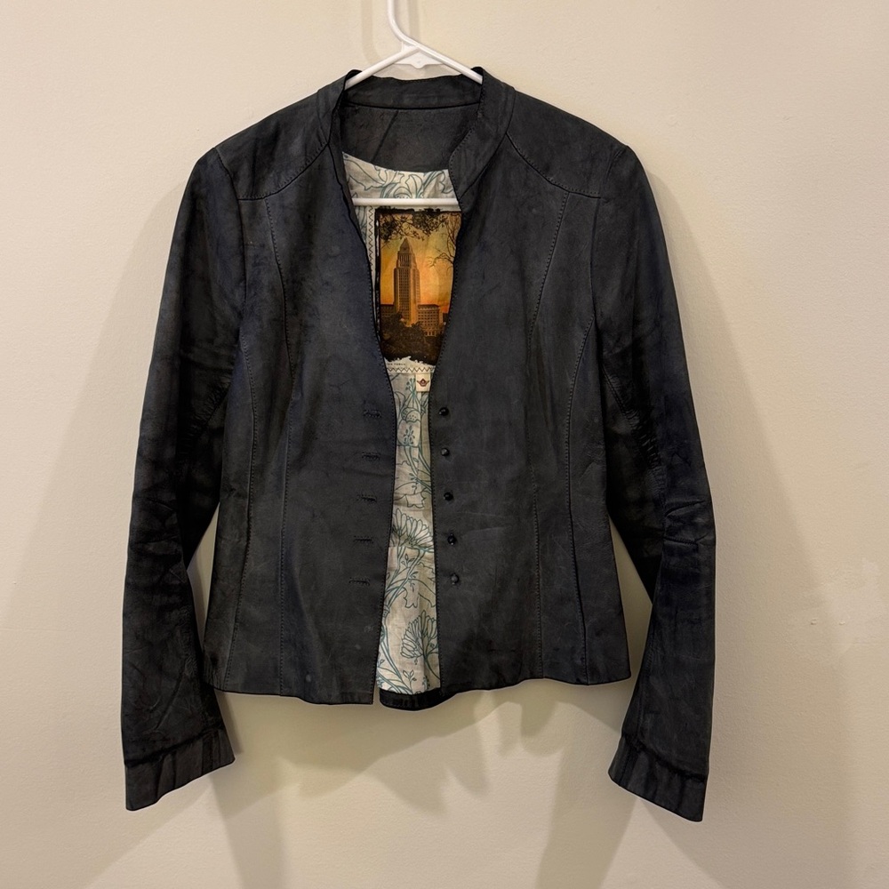 Burning Torch Dark Grey Women's Leather Jacket